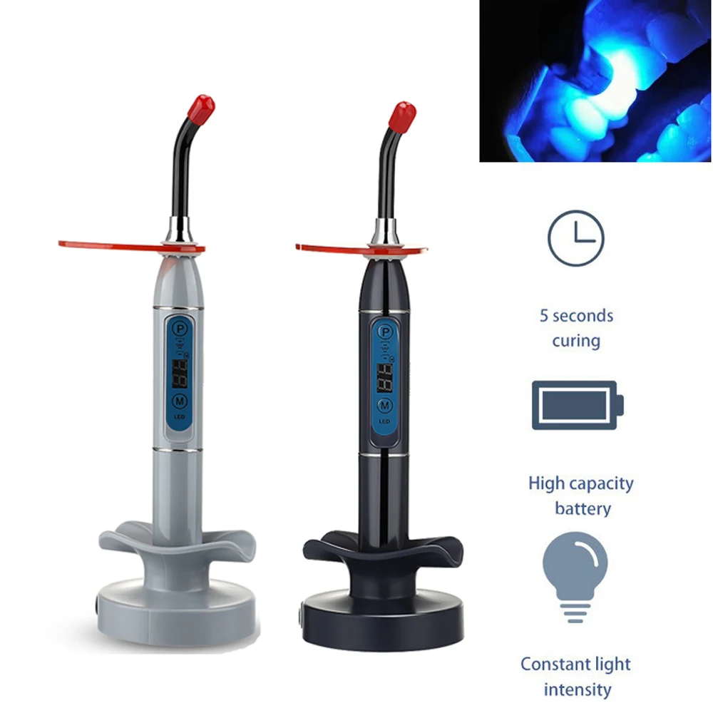 

Dental Curing Light Cure LED Light Cure Lamp Curing Machine Wireless Cordless Solidify LYA180A White/Black EU/US Plug