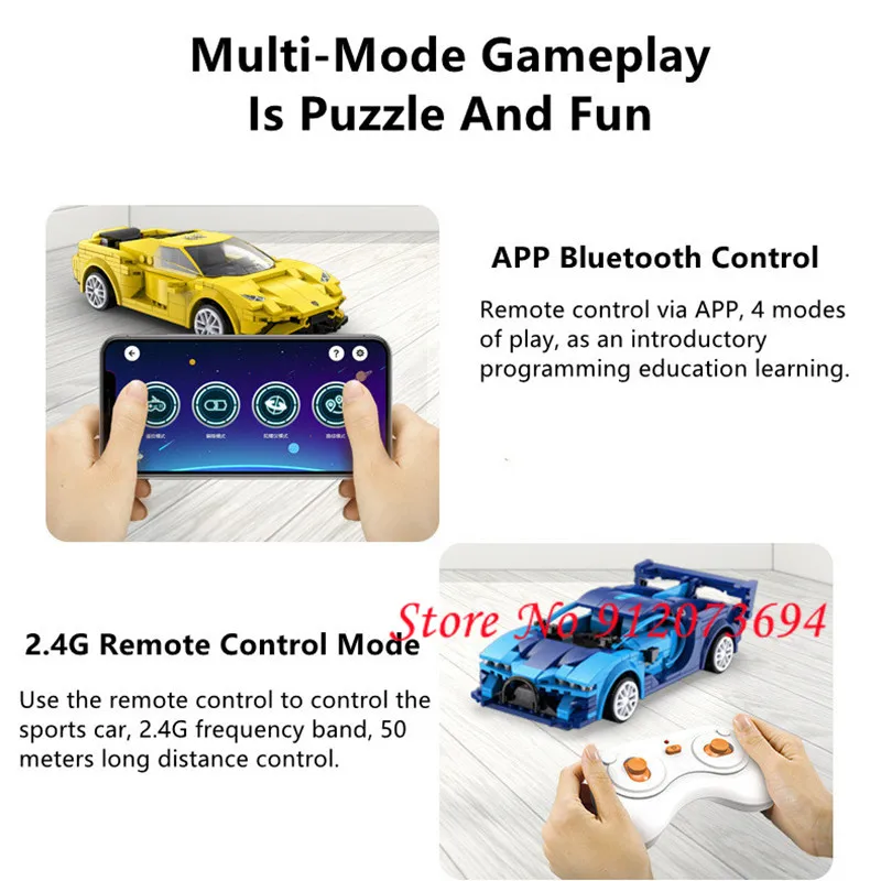 Intelligent Science Education Building Blocks RC Sport Car DIY Assembling Scratch Programming APP Bluetooth Control Toys For Boy