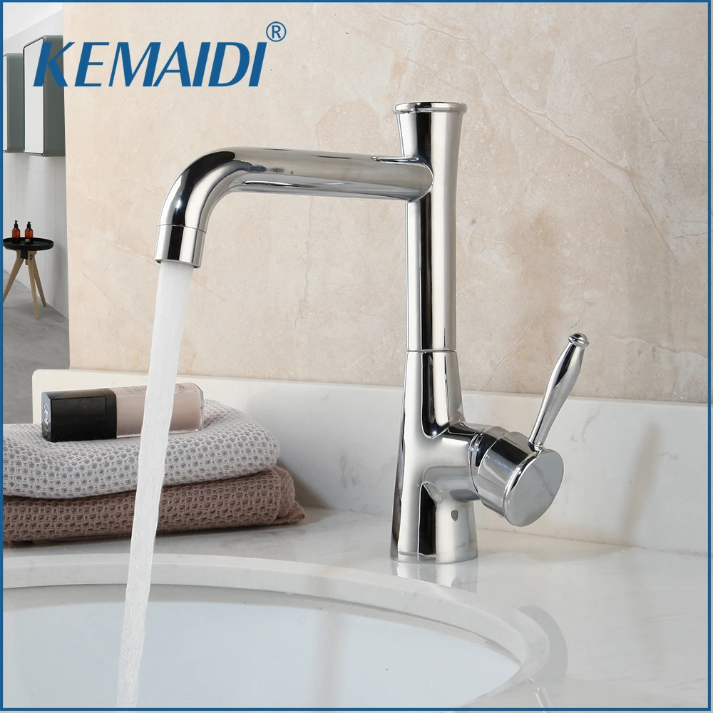 

KEMAIDI Bathroom Faucet Basin Faucet Deck Mounted Sink Hot Cold Single Handle Tap Corrosion Resistance Taps Torneira Swivel 360