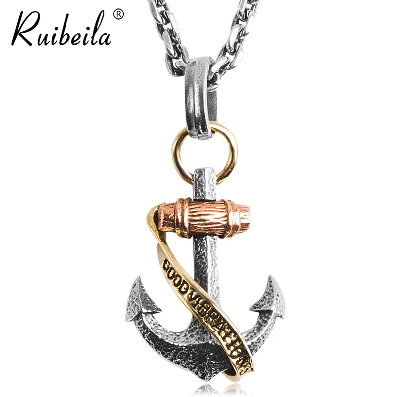 Ruibeila new creative boat anchor pendant fashion accessories nautical ship hook 925 silver boat anchor necklace