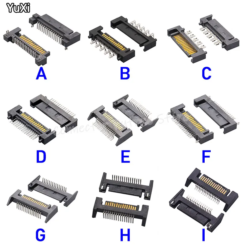 YUXI  SATA Interface Socket 180 Degree Straight Needle In-line Plug-in With Plastic Positioning Post SATA Xonnector Interface