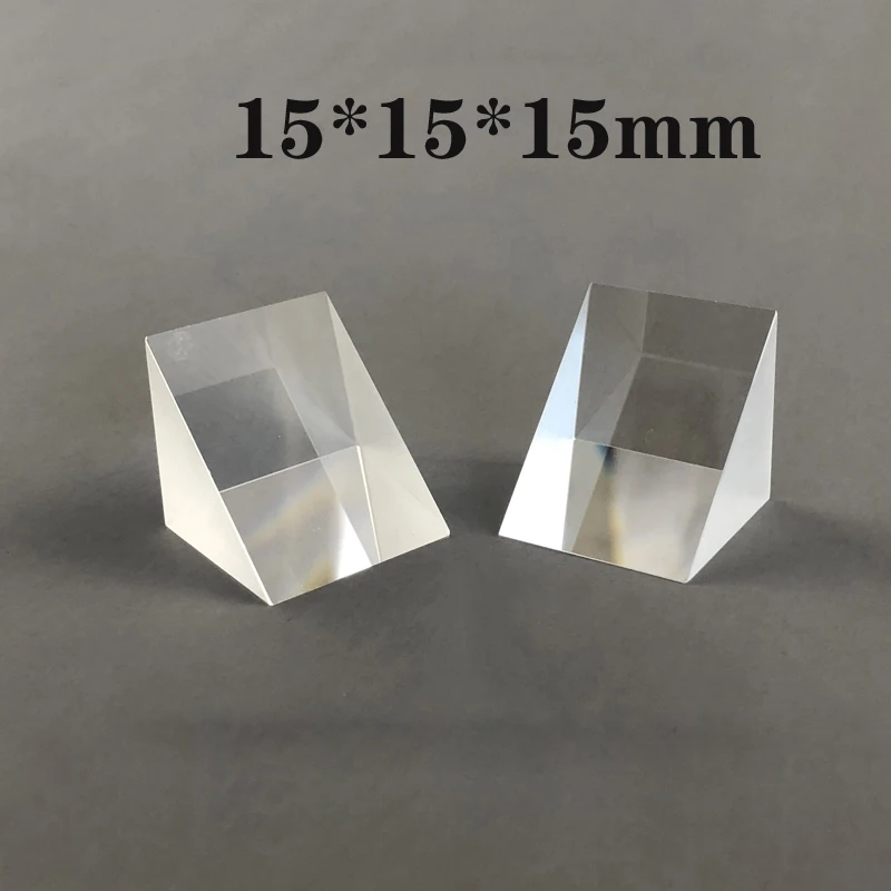Prisme à Angle Droit, Verre Optique K9, Prisme à Réflexion Totale, Expérience Fuchsia, 15x15x15mm