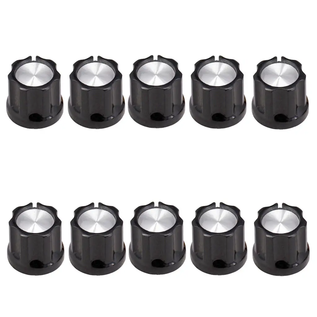 Pack of 10 Plastic Aluminum Sheet Volume Control Knob Buttons for Electric Guitar/Bass Accessory