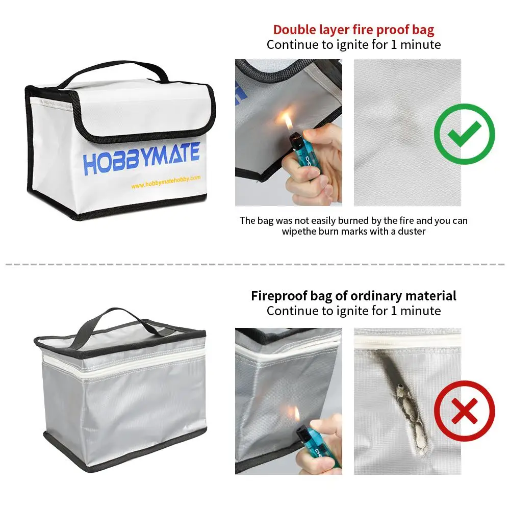 HOBBYMATE Lipo Battery Storage Fireproof Safe Guard Bag 20*15*15cm For Charging & Storage Battery Safe Bag