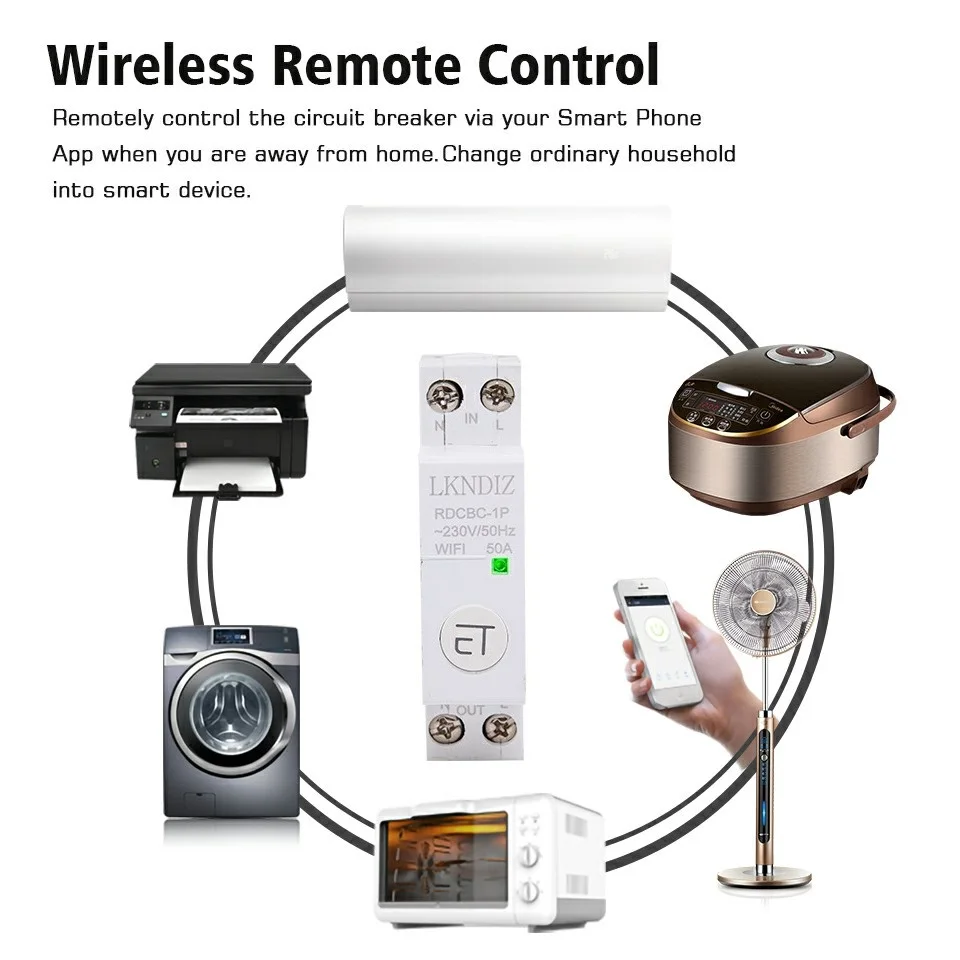 eWeLink SMART WiFi Circuit Breaker Remote Control by Voice Control With Alexa and Google Home 18mm Din Rail  RDCBC1P 2P4P