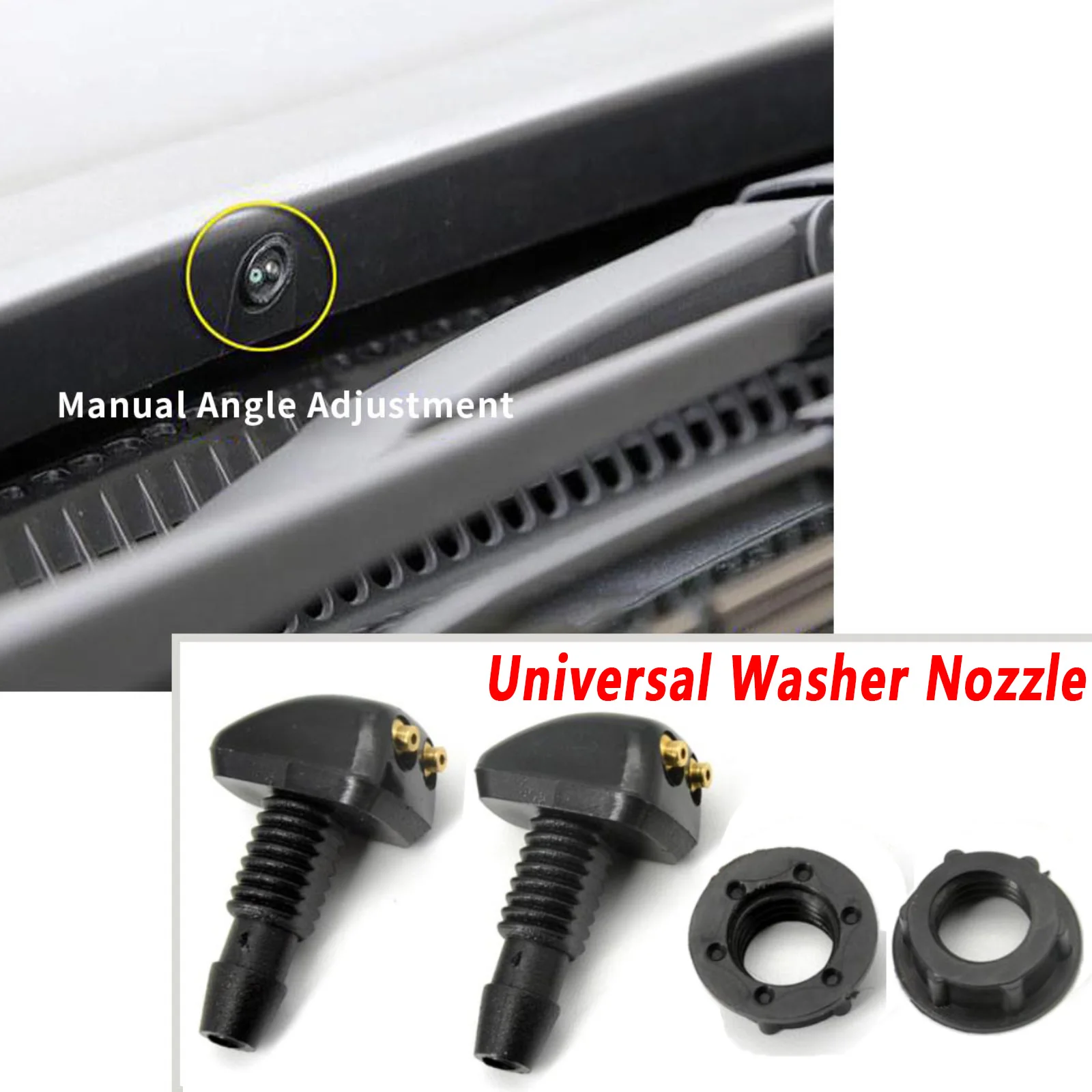 2X Universal Car Front Windscreen Washer Jet Wiper Nozzle Water Spray DIY Kit For VW Ford Renault Volvo Peugeot Auto Replacement