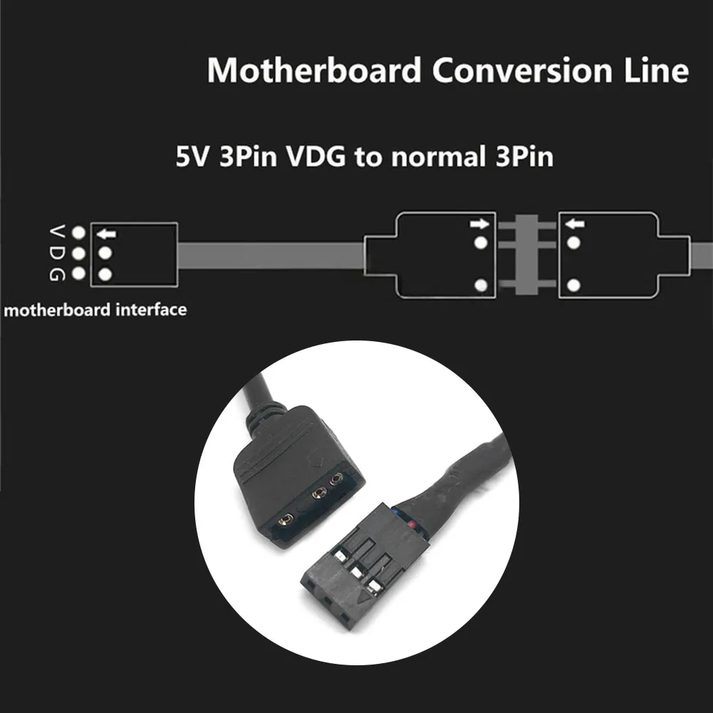 1pc 5V 3Pin VDG to 5V 3Pin ARGB SYNC Adapter Cable for Gigabyte Motherboard SYNC PC Chassis Cooling Fans Accessories