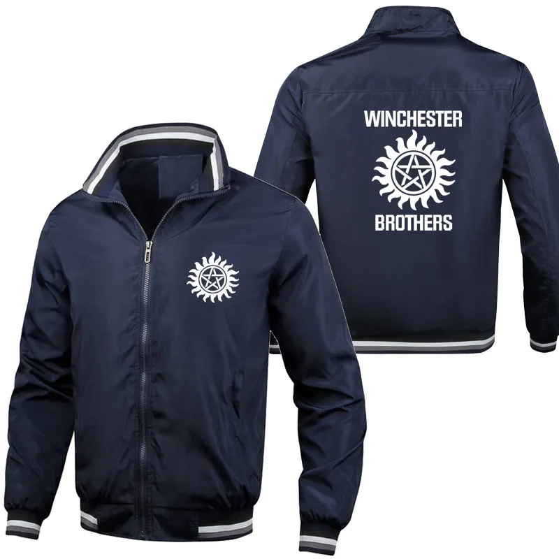 

Winchester logo print Spring Autumn Windproof Jacket mens High Quality Fashion Casual Men's Zip Jacket Top new mens clothing