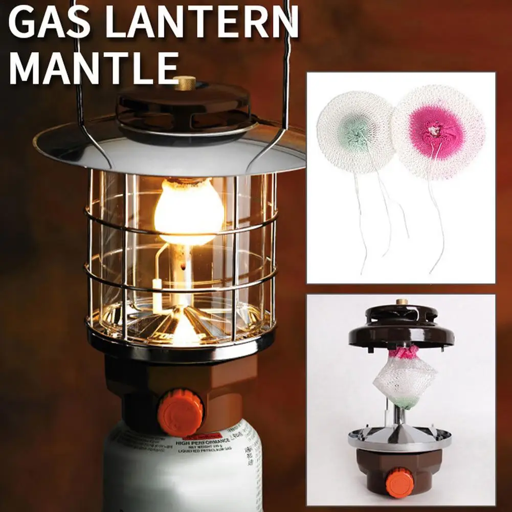 10pcs Portable Double Head Steam Gas Lantern Mantles Light Yarns Kerosene Lamp Cotton Yarn Wick Lantern Lights Mesh Gauze Cover