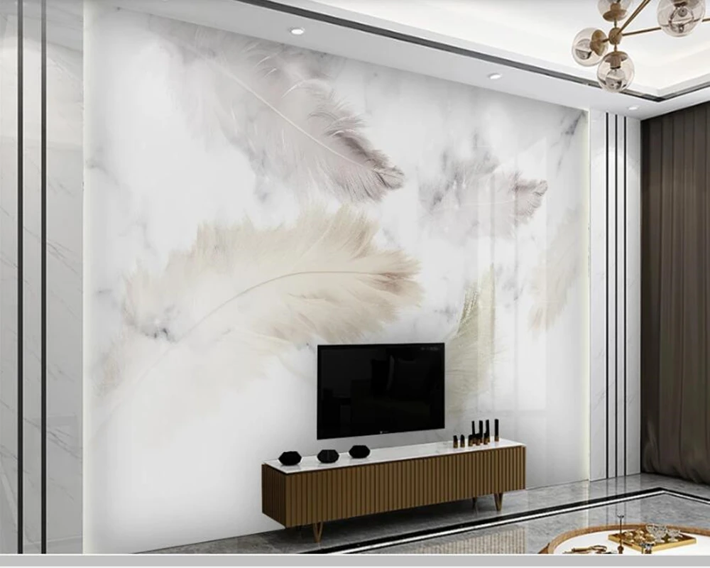 Modern luxury marbled feather 3d wallpaper papel de parede,living room TV wall bedroom wall papers home decor restaurant mural