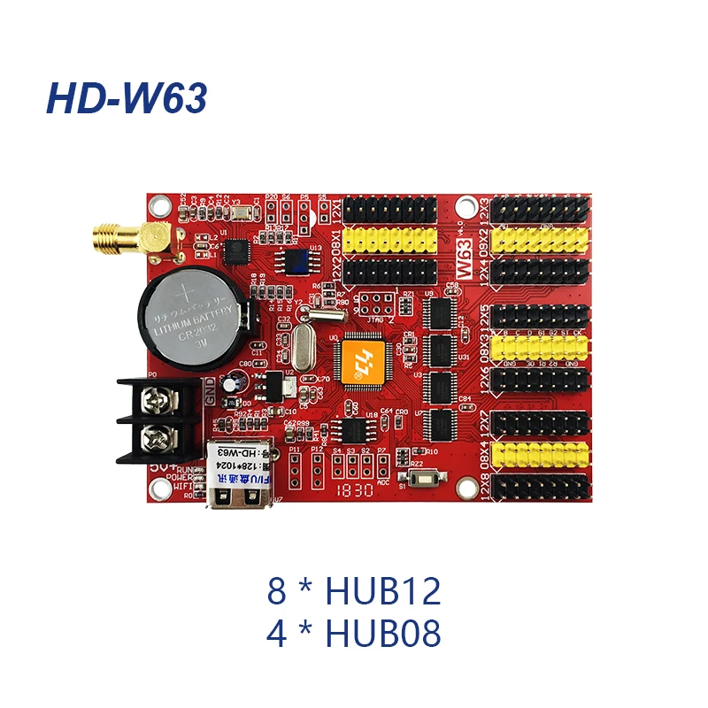 Wi-Fi Control Card Huidu Single Dual Color Controller For Scrolling LED Display HD-W60 W6BN W62 W63W64 W66