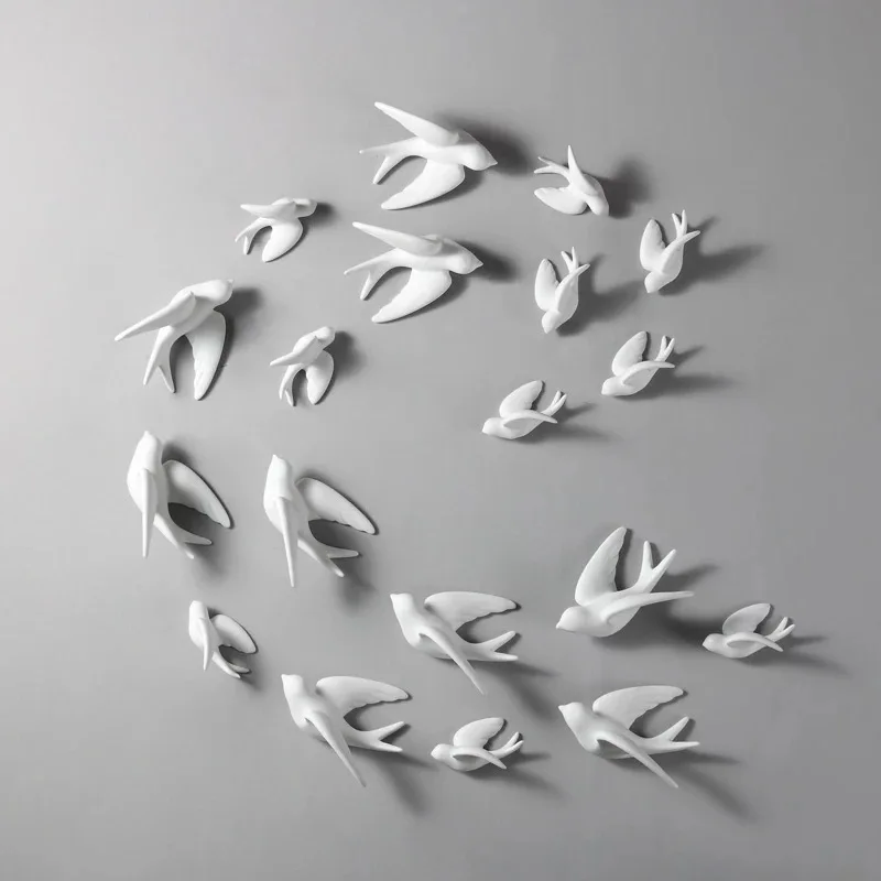 1pc Nordic Ceramic Bird 3D Wall Decorations Art Birds Sculpture Wall Hanging Animal Figurine European Style Home Ornaments