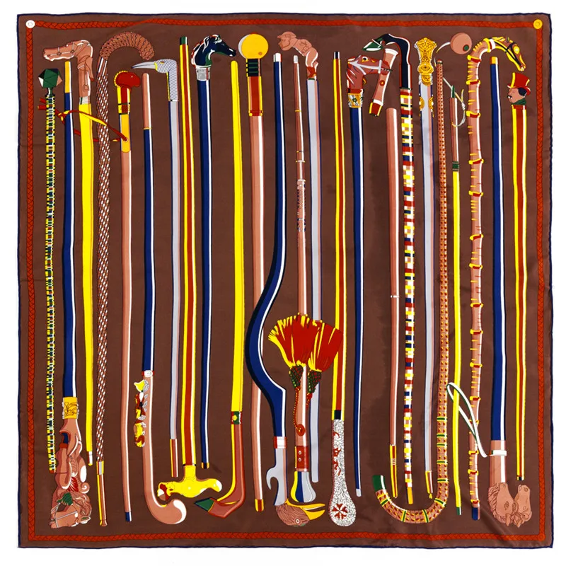 POBING Manueller handgerollter Twill-Seidenschal für Damen, Streitendruck, quadratische Schals, Echarpes, Foulards, Femme, Wickeltuch, Bandana, kleiner Hijab, 90 cm – Detail 7
