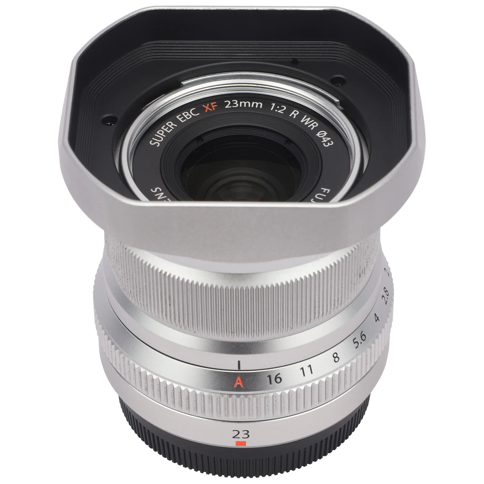 Haoge LH-X35NS Square Dedicated Metal Lens Hood with Metal Cap for Fuji Fujifilm XF 23mm f/2 R WR,XF 35mm f/2 R WR lens Silver