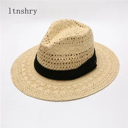 Panama Hat Summer Sun Hats For Women Men Beach Straw Hat Fashion UV Sun Protection Travel Cap Chapeu Feminino