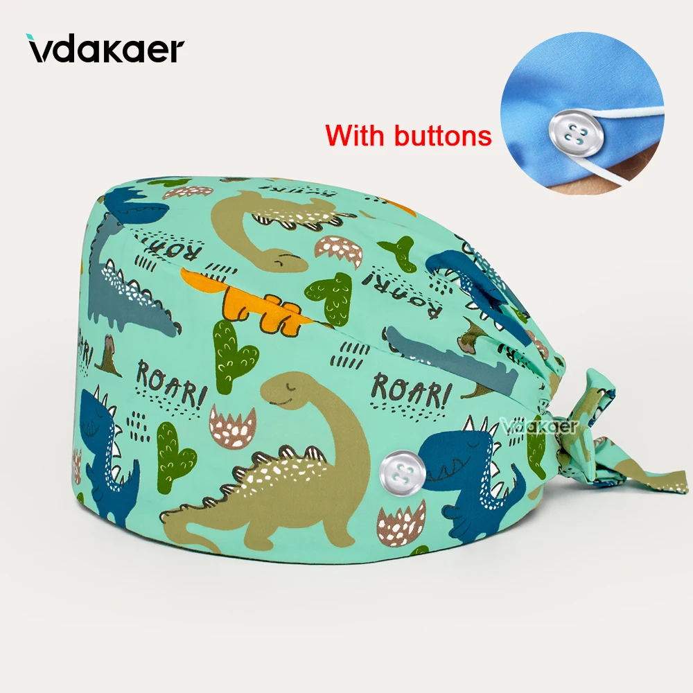 

animal printing Dentist Health service cap With sweat towel surgical cap women nursing accessories surgery hat with button