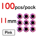 100 Piezas de 11 mm, Color Rosa
