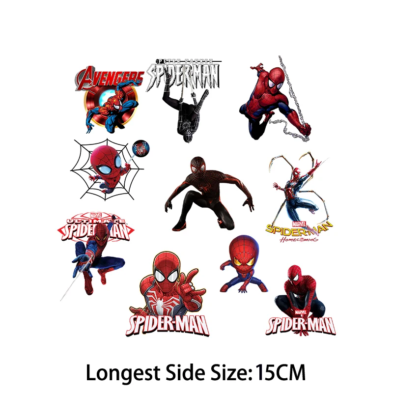 Marvel Iron Man Spiderman Hulk Clothing Thermoadhesive Patches for DIY T-shirt Fusible Patch Stickers on Kids Custom Clothes