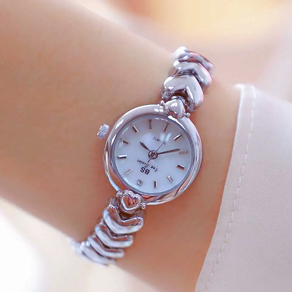 Korean Luxury Golden Silver Love Chain Women\'s Watch Elegant Small Dial Waterproof Quartz Bracelet Wrist Watch Relojes Mujer