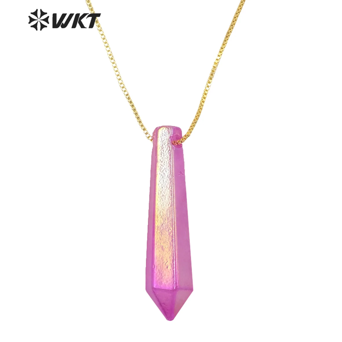 WT-N1321 2023 Best And Fashion Crystal Quartz With Aura Stone Necklace Lady Elegant And Colorful Chains Fine Jewelry For Women