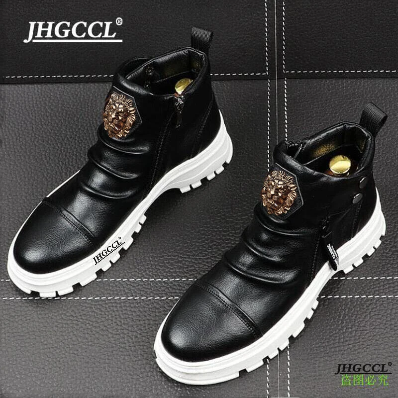 New black and gold Lion casual shoes, masculine men\'s casual shoes absorb youth high quality soft shoes b5