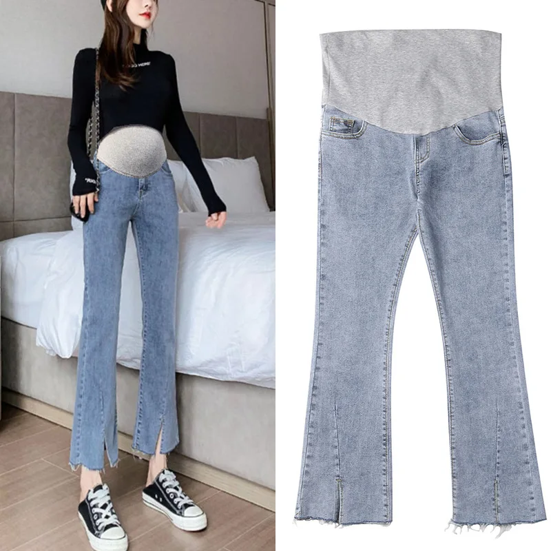 Korea Style Maternity Jeans Maternity Pants maternity stretch wide leg pants maternity Straight Jeans Maternity Pants