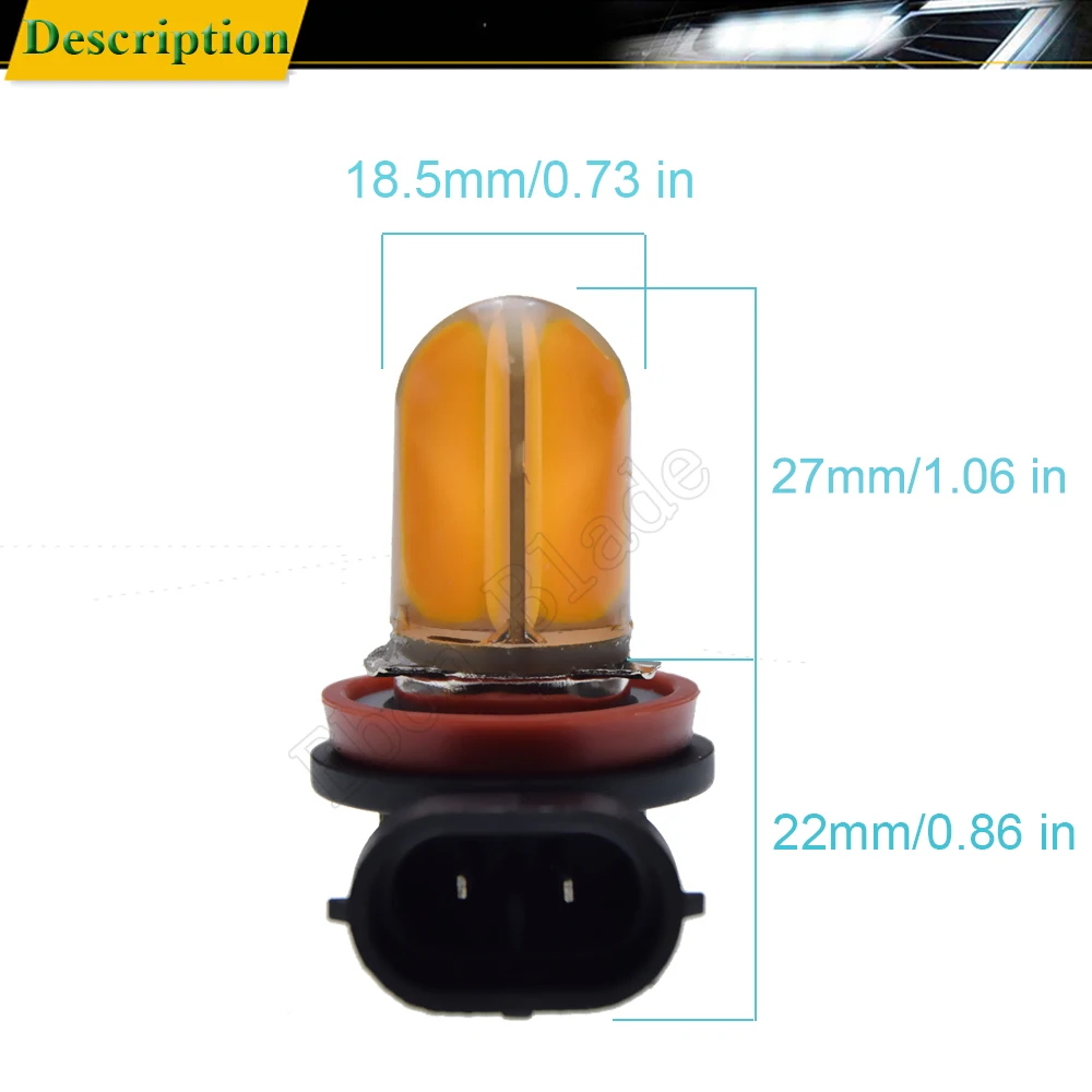 2 szt. Żarówka przeciwmgielna led H8 H11 H16 JP bursztynowa żółta pomarańczowa obudowa silikonowa COB 48 SMD Auto lampa przeciwmgielna światła do