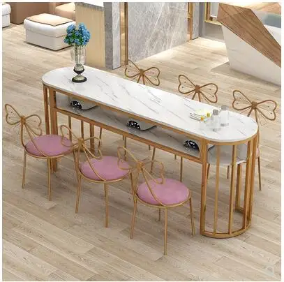 New nail table single double simple modern nail table round double-layer table economical nail table and chair set