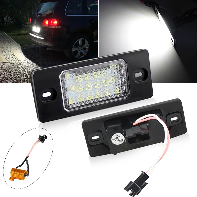 2pc LED Number License Plate Light For 02-10 Cayenne For VW Golf 4 5 Touareg 1Gen Tiguan Passat B5.5