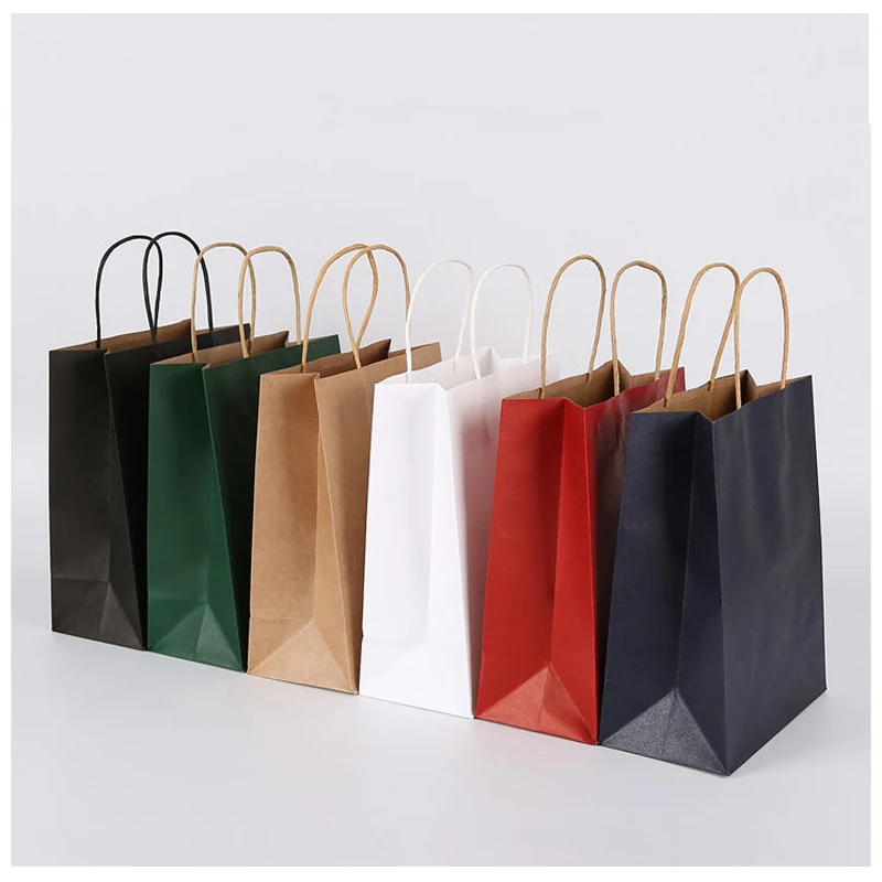 

10pcs Kraft Paper Gift Package Bags For Wedding Birthday Home Party Carrying Paper Bags Takeaway Packaging Bag Shopping Bag