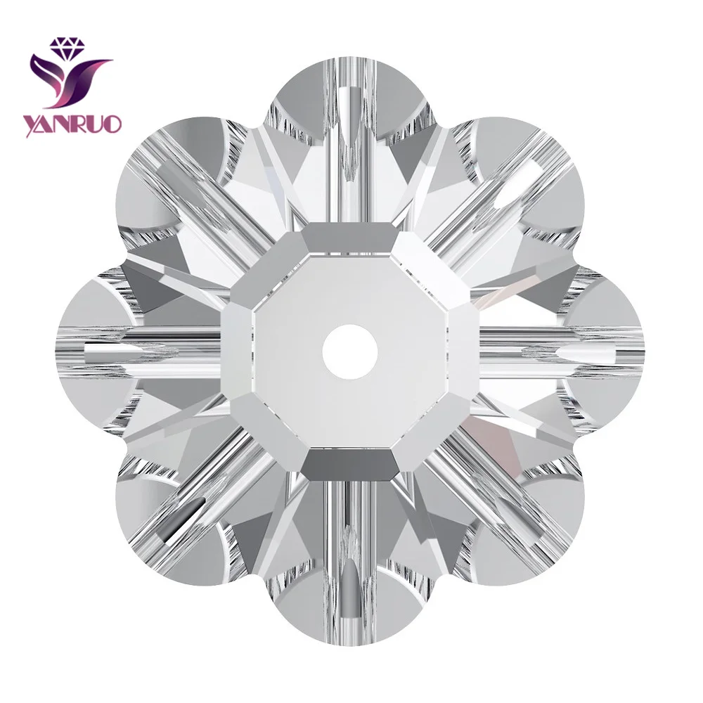 YANRUO 3700 Clear Crystal Margarita Flower Crystal Sewn on Rhinestones for clothes Sewing Crafts Strass Stones Bridal Jewelry