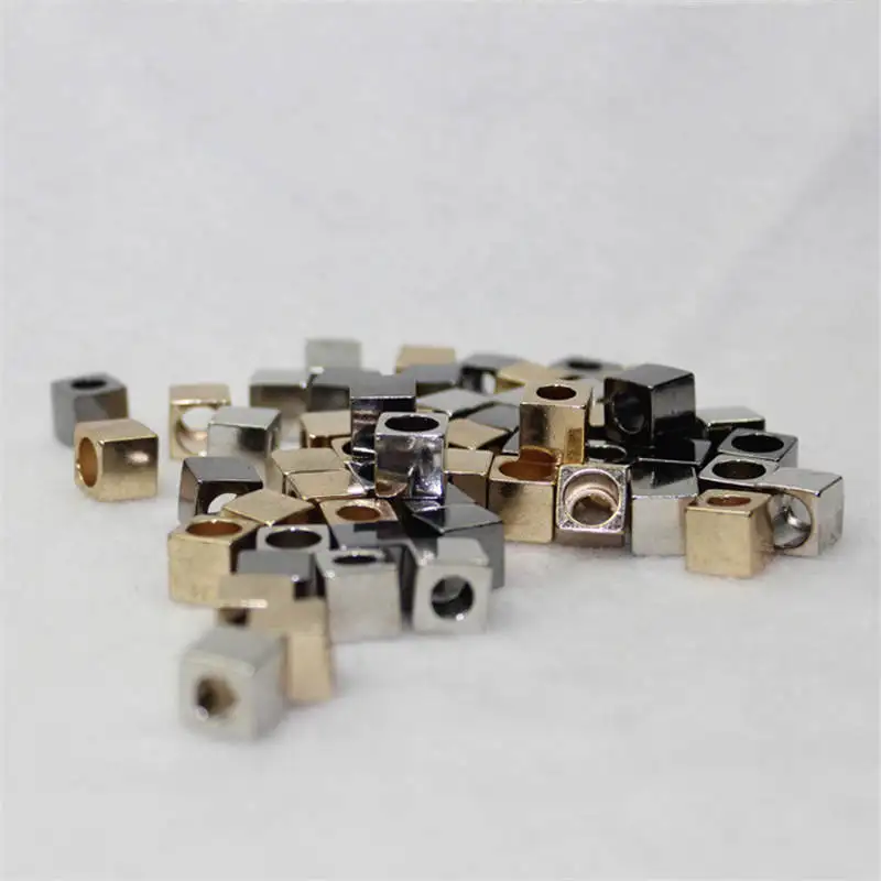 Metal Alloy Square Cord End Tip End Cap Jewelry Making Garment Hat Shoelace Accessory DIY Craft Supply Single Hole 8x8mm 20PCs