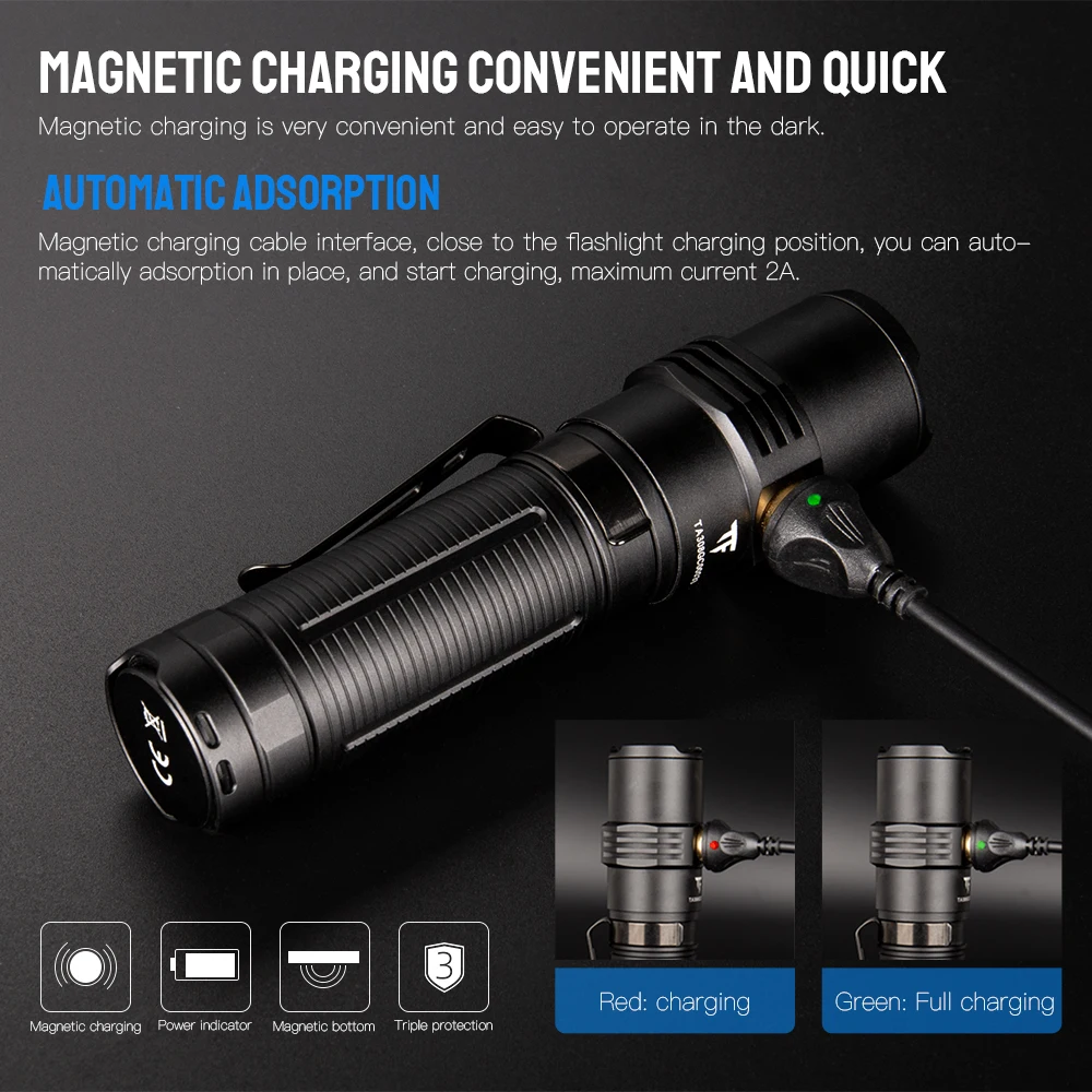 Trustfire MC5 Linterna LED táctica EDC recargable USB magnética - imagen 3