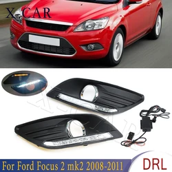 X-CAR 1 para samochodów przednia lampa do jazdy Foglight światła do jazdy dziennej Drl biały 12V samochodowa lampa LED DRL For Ford Focus 2 Mk2 2008 2009-2011