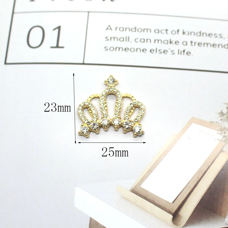 Metal Buttons 10Pcs 25*23MM Crown Shape Crystal Rhinestones,Craft Accessories DIY Handmade Party Jewelry