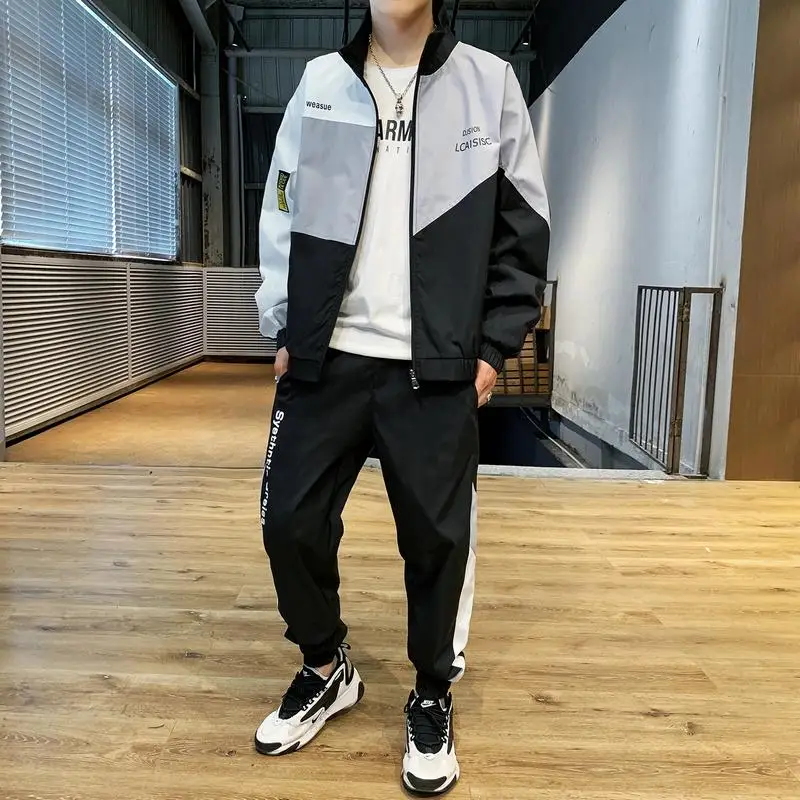 Men's Tracksuits Set of Handsome Patchwork Sports Clothes Jackets for Junior High School Students 2020 Tracksuits for Men