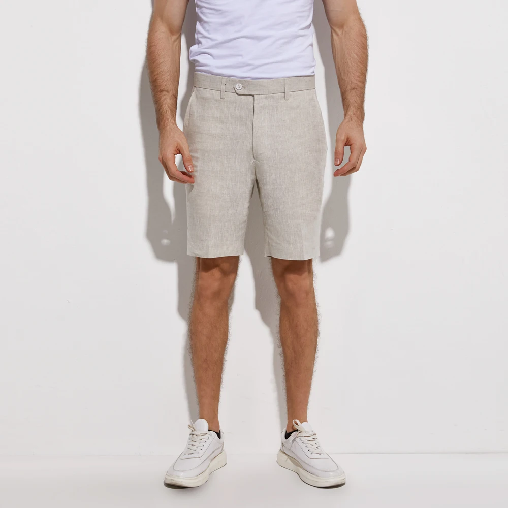 

Slim Fit Linen Shorts Custom Made Sand Grey Linen Pants Summer Linen Trousers,Tailored Fit Shorts