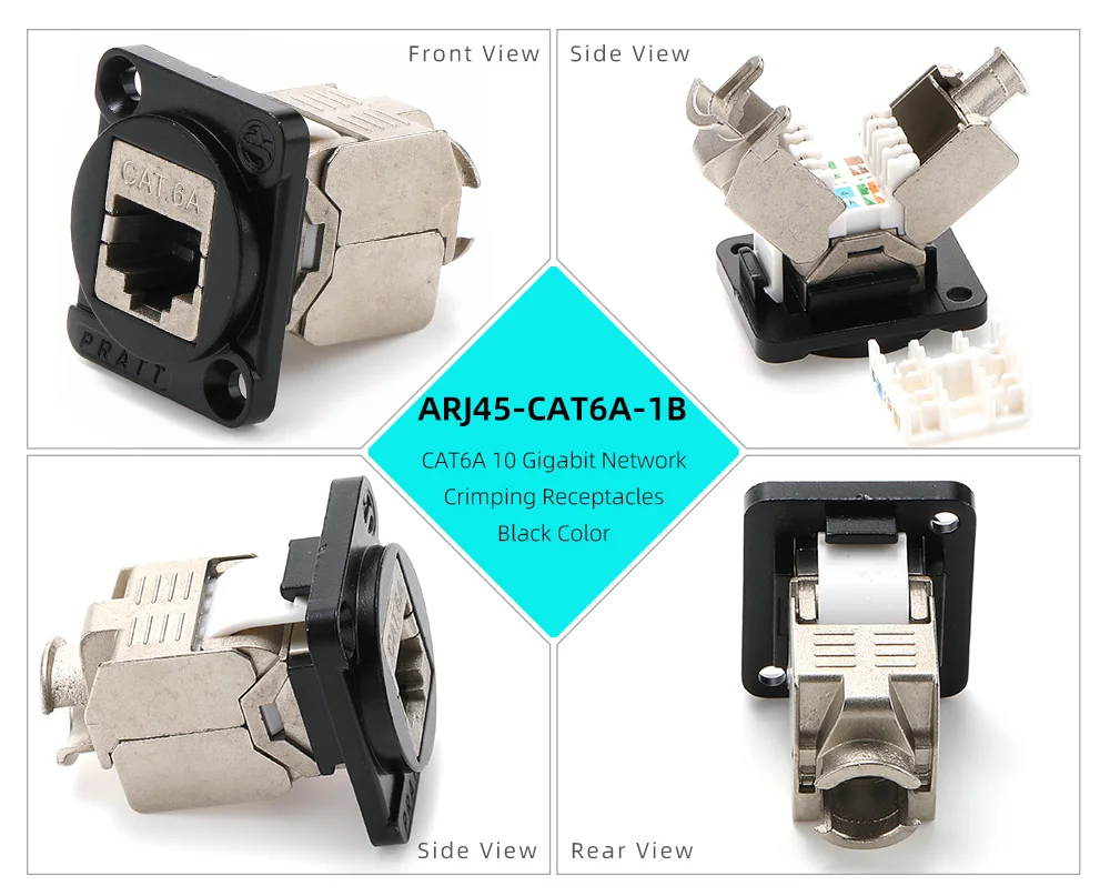 Metall-D-Typ RJ45 Netzwerkmodul RJ45 CAT6 CAT6A Gigabit 10GE Runder D-Typ Crimpanschluss RJ11 4-polige Telefonbuchse – Detail 30