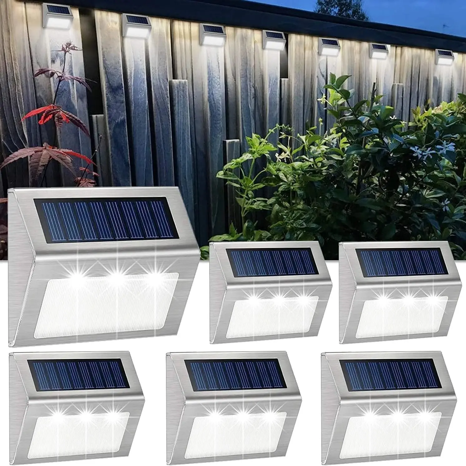 

3LED Stainless Steel Solar Garden Light Lamps For Outdoor Illuminates Stairs Paths Deck Patio LED Solar Power Street Lighting