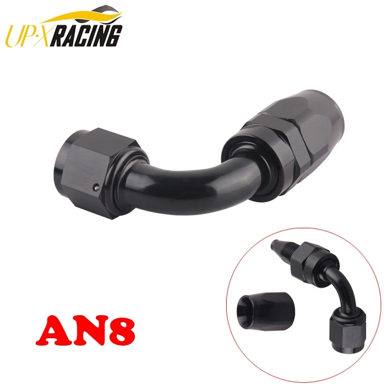 AN8 Straight 45 90 180 Degree Oil Fuel Swivel Hose End Fitting Oil Hose End Adaptor Kit Black JT41