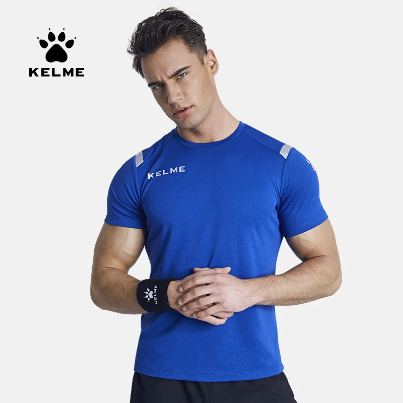 Kelme camiseta masculina correndo esportes camisa de manga curta trainning exercício ginásio secagem rápida camiseta respirável 3891544