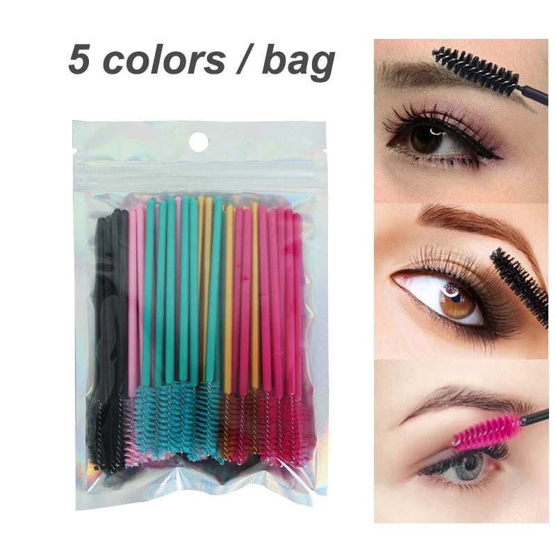 50 個使い捨てマスカラワンドカラフルなマイクロ眉毛/まつげブラシ Sooplies グリッターリップアプリケーターワンドメイクアップ化粧品ツール