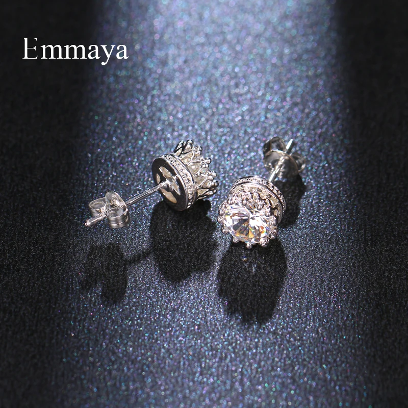 Emmaya Classic Tiny Round Shape Cubic Zircon Earring White Color For Women Party Elegant Ornament Fashion Trend In Banquet