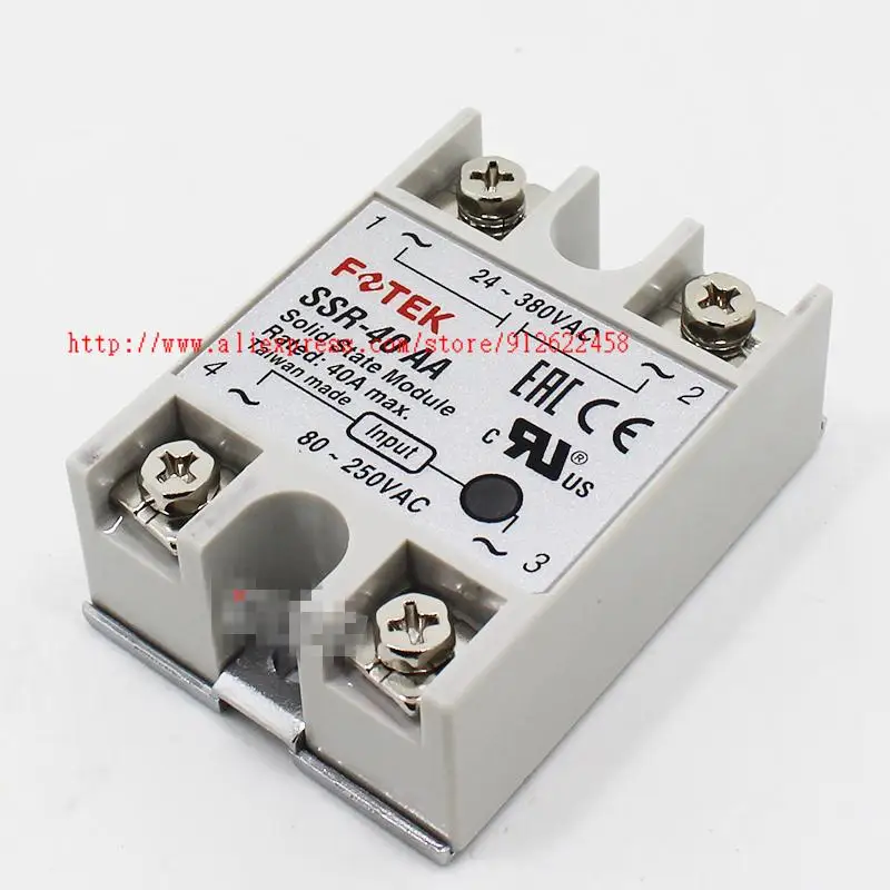 

10 pcs SSR-40AA FOTEK Single-Phase Solid State Relay 40A AC control AC SSR40AA