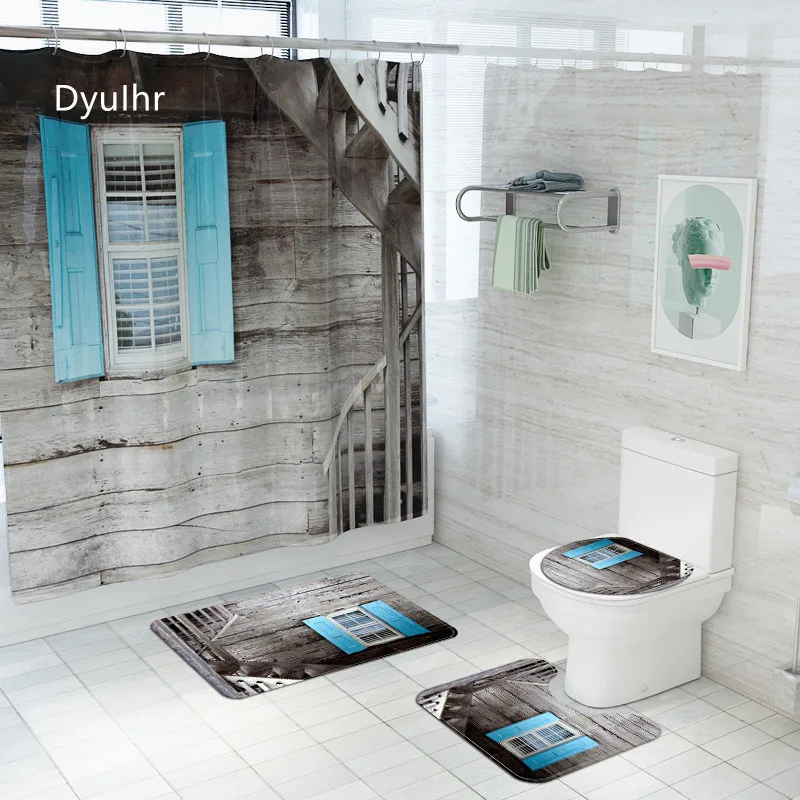 Bathroom accessories modern minimalist villa window shower curtain bathroom non-slip carpet toilet seat cushion bathroom kit