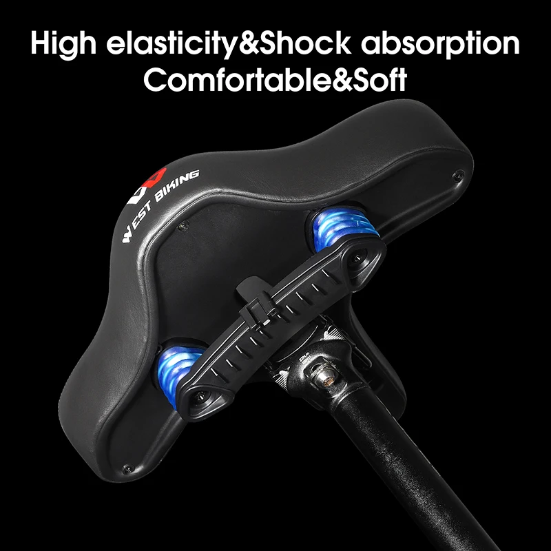 WEST BIKING Oversized Comfort Bike Seat Widen Cushion Pad MTB Road Bike Saddle Breathable Shockproof Cycling Seat for Women Men