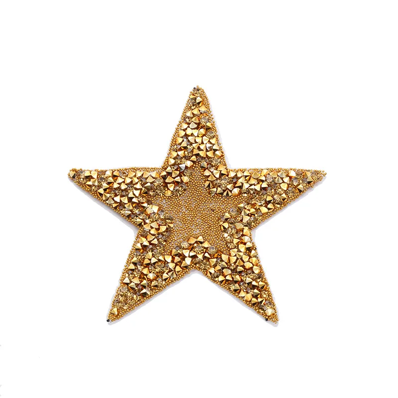 Hot Crystal Rhinestone Star Iron on Patches Bling Embroidered Applique For Clothing Shoe Bag Heat Transfer Sticker Stripes DIY