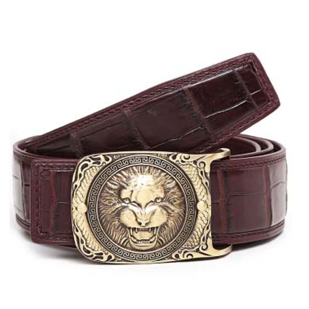 menggeka men belt  crocodile leather male  belt  copper  Smooth buckle  belts  male