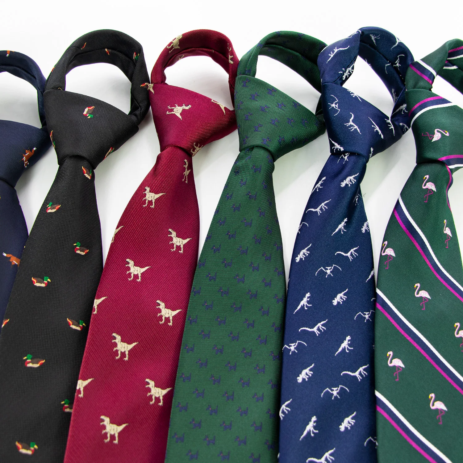 JEMYGINS Krawatte mit Tiermotiv für Herren, Seide, gewebte Krawatte, 8 cm, Cartoon-Dinosaurier, Fuchs, Jacquard, modisch, für Party, Hochzeit, Gravata, Geschenk – Detail 3
