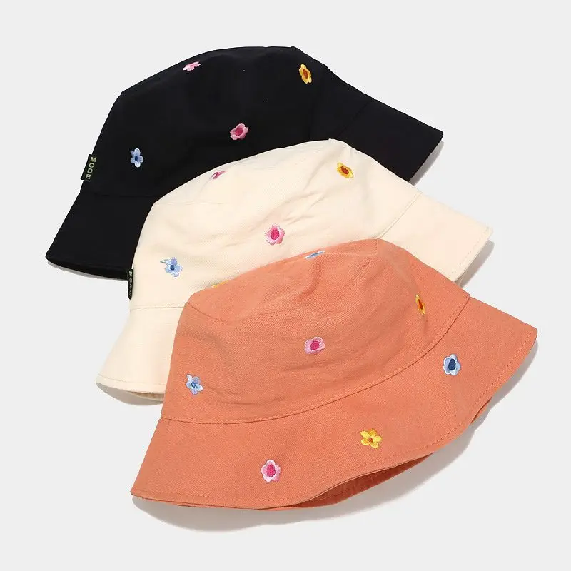 2024 Four Seasons Cotton flower embroidery Bucket Hat Fisherman Hat outdoor travel Cap for Men and Women